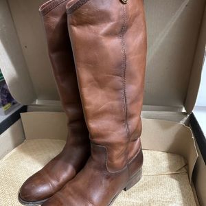 Tall shaft, low heel boots